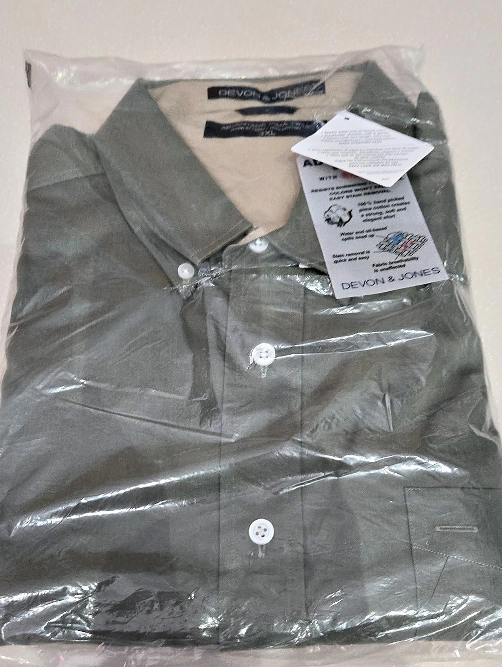 Devon & Jones Advantage Pima Twill Long Sleeve Shirt Green 3XL
